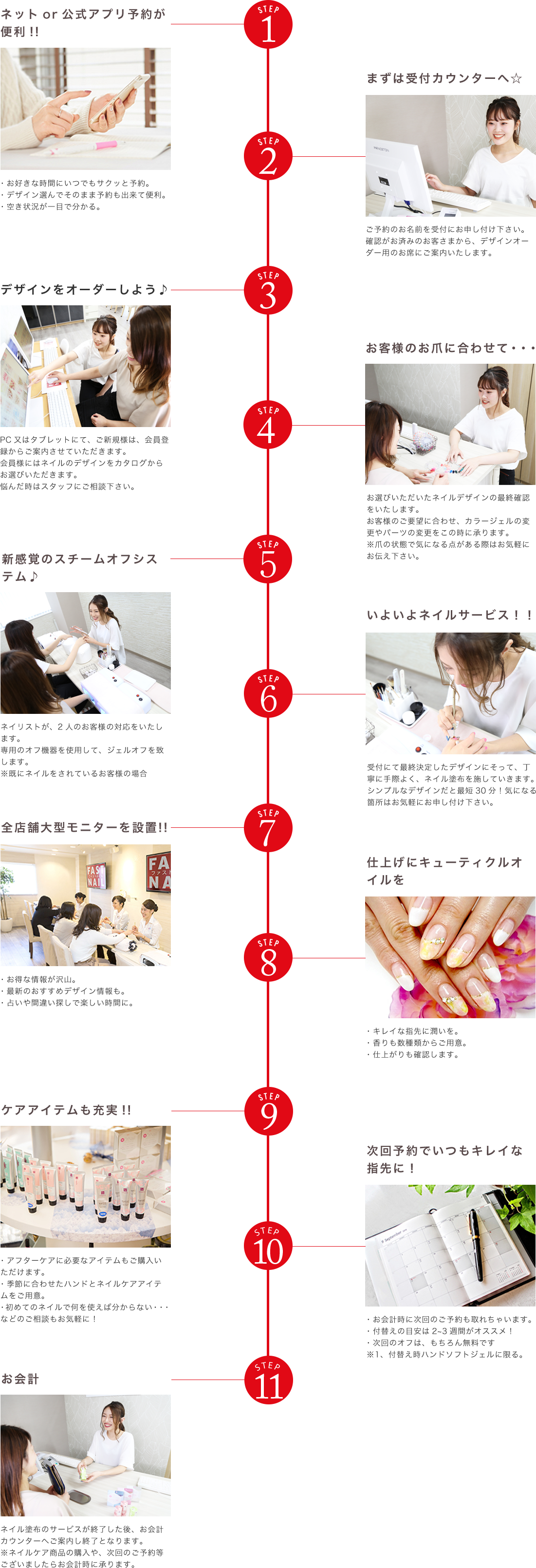 ファストネイル サービスの流れのご紹介 ネイルサロンならfastnail ファストネイル 最新ネイルデザインが豊富