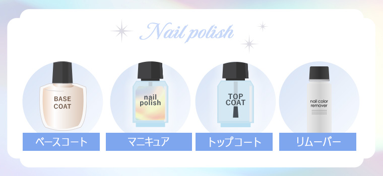 マニキュアに必要な道具のイラスト